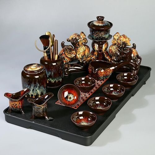 窑变自动茶具套装触碰出水新款貔貅家用自动冲R茶器泡茶专用茶壶