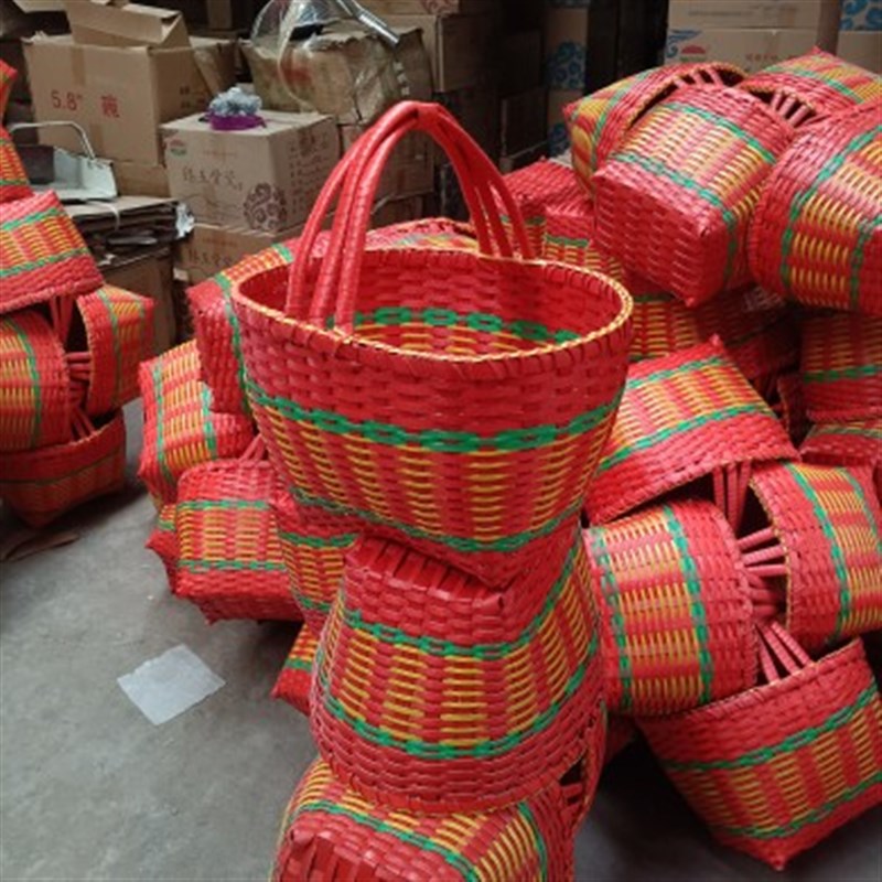 家用采摘竹篮手提买菜篮子厨房放C鸡蛋藤编手工编织收纳筐办喜事