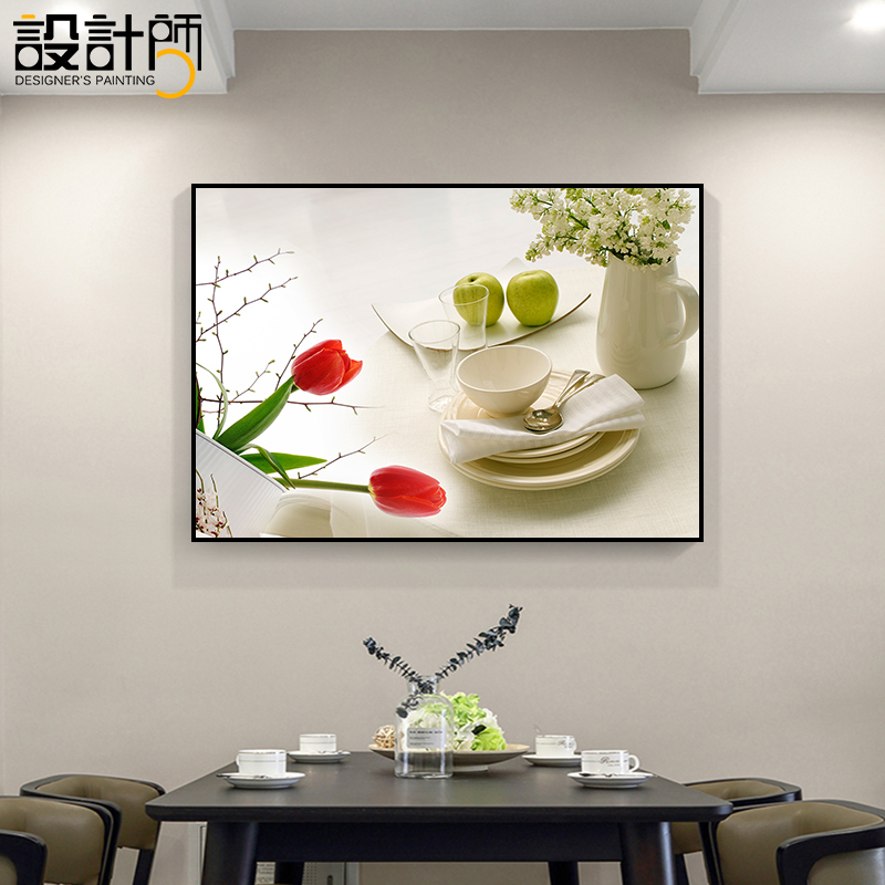 餐厅装饰画现代简约餐桌墙上挂画水果酒杯单N幅饭店厨房背景墙壁图片