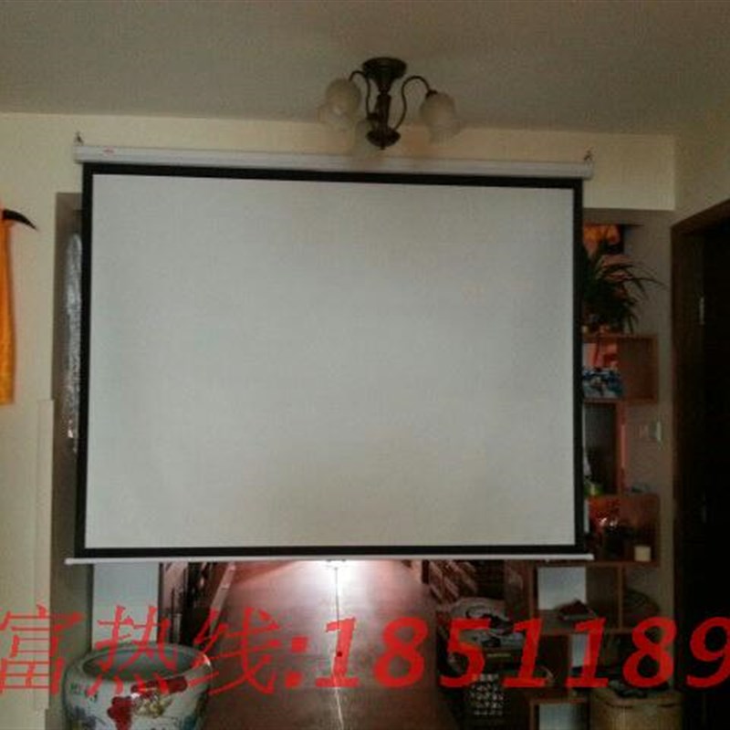 包邮银辉72/84/100/120寸高清手动自锁幕布 手拉玻V纤幕投影仪机