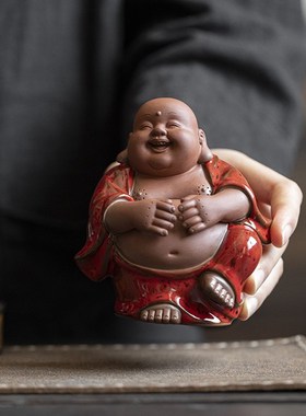 采购产品创意高品质陶瓷招财,弥勒佛w摆件,家居客厅,茶室,茶空间,