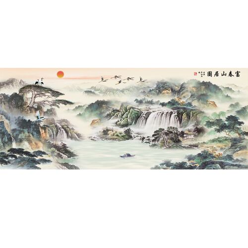 蒙娜丽莎十字绣2021q线绣新款客厅大幅大气风景山水画流水生财满