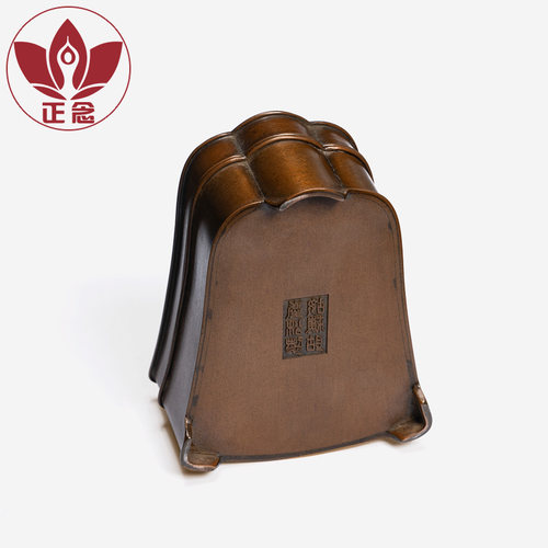 苏工铜炉名家胡庆松制钟形印香炉复古I紫铜文房摆件打香篆熏香