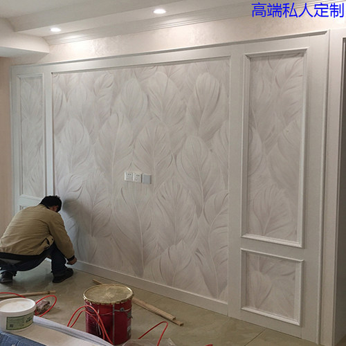 8d客厅c沙发电视背景墙壁纸北欧大气羽毛墙纸壁画卧室床头墙布壁