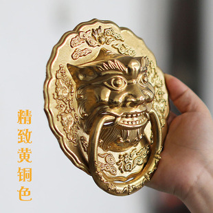 中式仿古大门拉手l纯铜狮子头虎头麒麟头兽头门环老式古建木门把