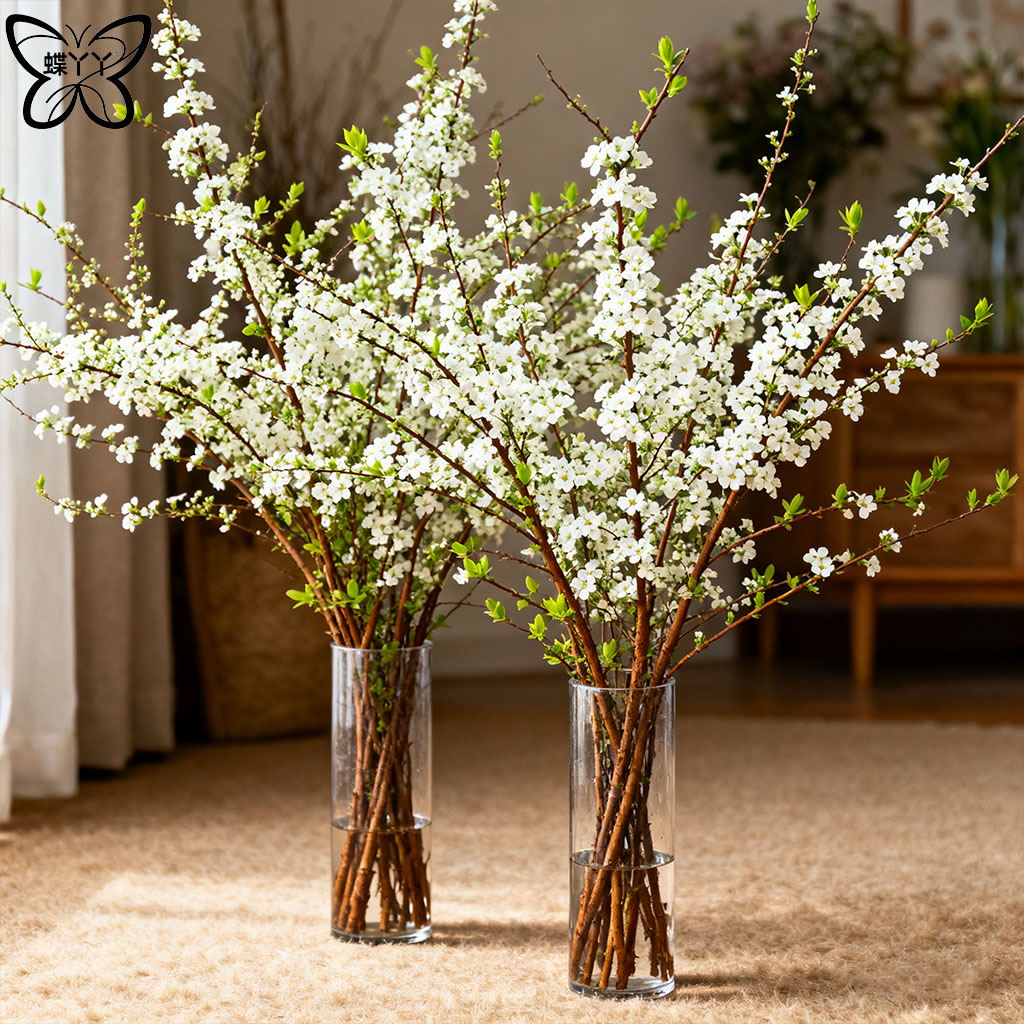 雪柳鲜枝干枝支盆栽喷雪插