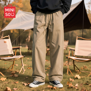 裤 休闲直筒裤 男春季 弯刀裤 子Y 户外运动宽松冰丝美式 名创优品工装