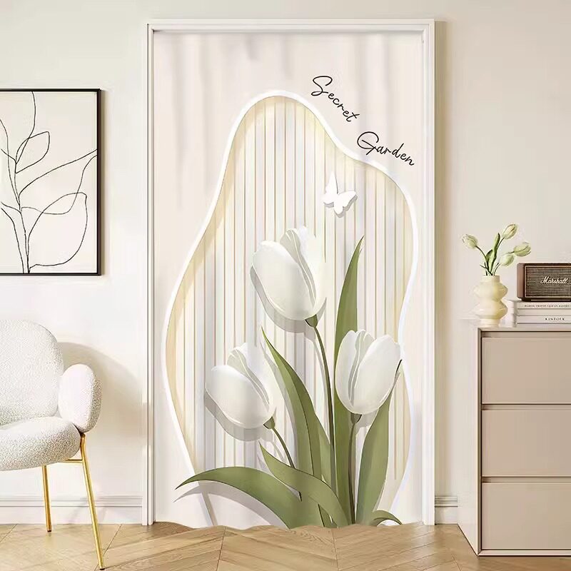 门帘隔断帘卧室房间家用免打孔厨房遮挡半帘厕所半截挂帘子布定制