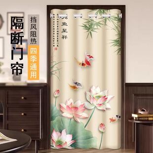 中式卧室门帘客厅隔间帘空调挡风布厨房遮挡帘厕所化妆室风水定制