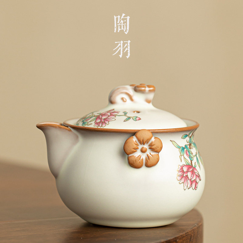 猪油冻汝窑手抓壶单壶不烫手泡茶壶高档一人功夫茶具家用泡茶器