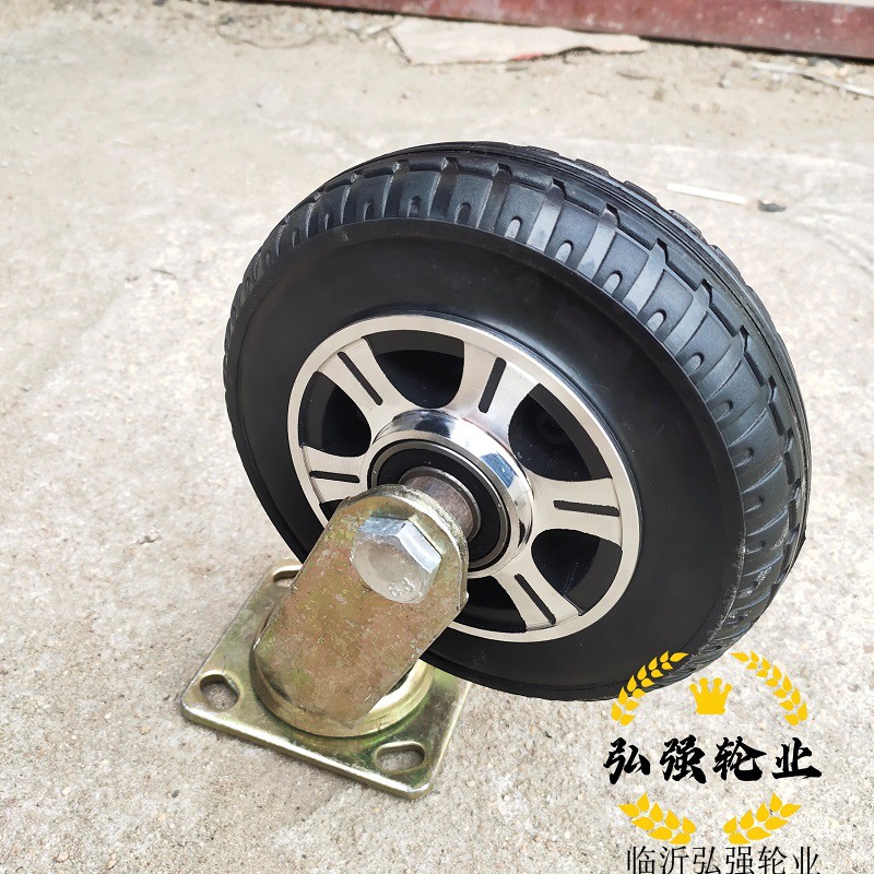 6寸10寸8寸铝合金免充气轮250-4橡胶实心轮8寸平板车小吃车万向轮