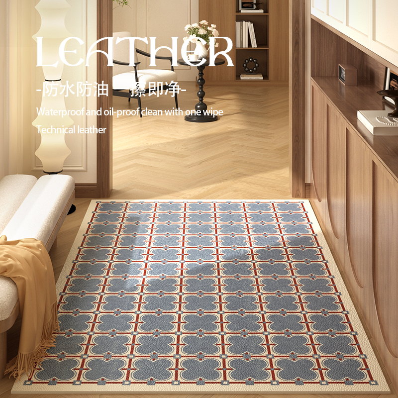中古地垫入户门垫格子pvc防水防油免洗可擦耐脏氛围门前竖版地毯