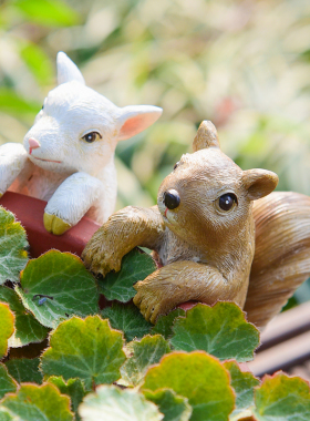 可爱仿真家居动物盆挂庭院阳台花园花盆鱼缸装饰品显示器挂件摆件