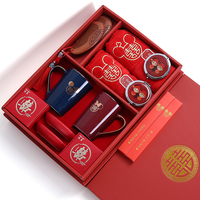 结婚洗漱杯套装陪嫁脸盆婚庆用品大全红色喜盆一对女方娘家备婚用