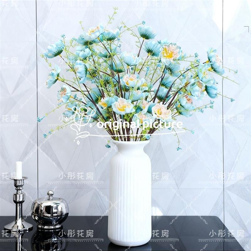 爆款高档仿真花粉蝶客厅摆设花芙蓉杜鹃粉蝶餐桌假花装饰花束插花