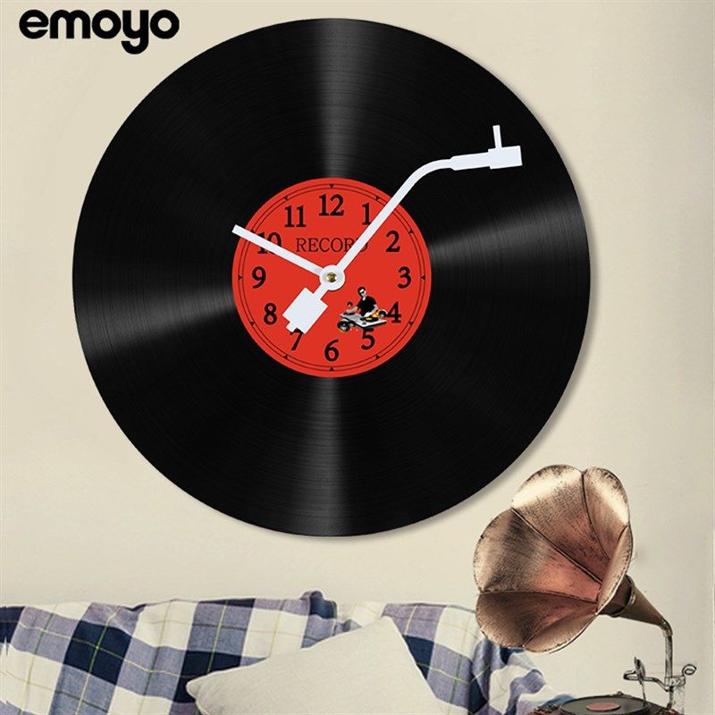 留声机黑胶唱片diy涂鸦复古挂钟 创意酒吧咖啡馆音乐装饰钟表墙钟,家居饰品,挂钟,淘宝优惠券,粉丝福利购,淘宝优惠卷