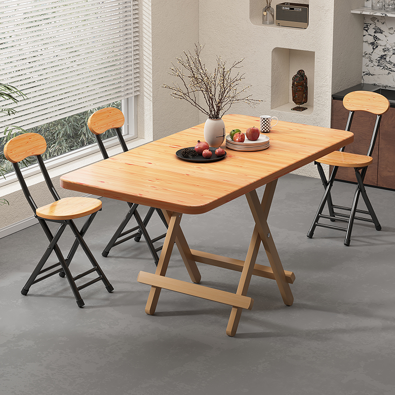 小茶桌阳台小型折叠茶台便携式可移动古典风客厅边几飘窗桌实木色