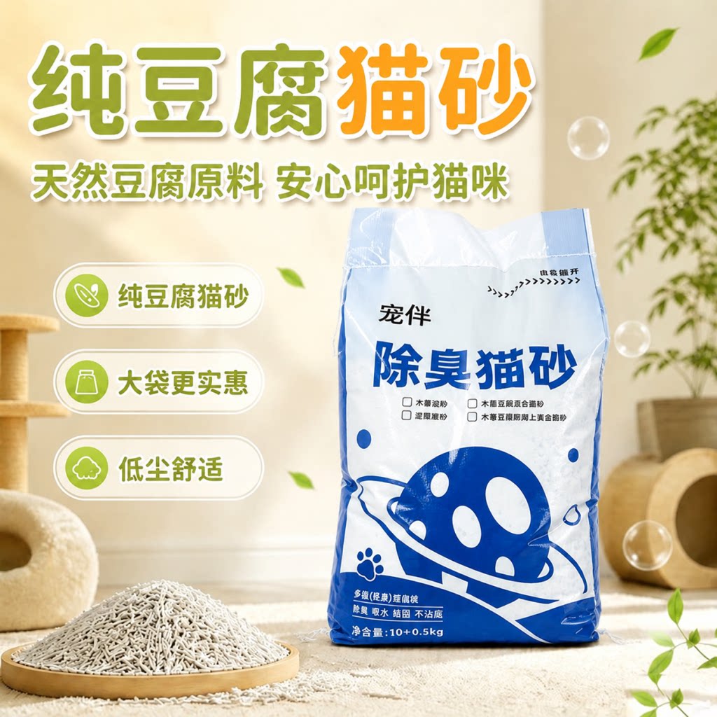 植物豆腐猫砂低尘速团吸水不扬灰