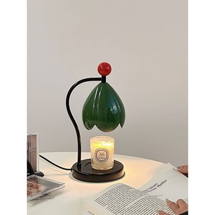 创意铃兰香薰融蜡灯复古氛围卧室床头灯无火助眠香氛台灯送礼 法式