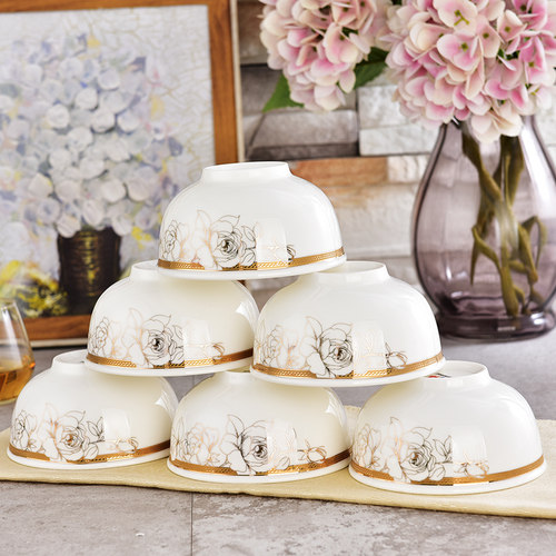 饭碗大碗小碗吃饭碗餐具米饭碗陶瓷五/5寸中碗粥碗家用大号防烫