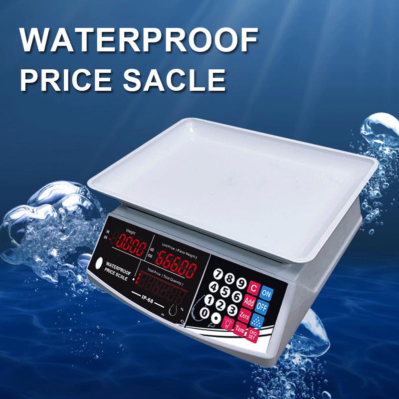 外贸英文防水计价秤30kg/40公斤商用电子台秤水产海鲜称可水洗