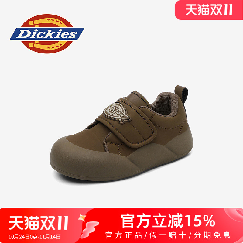 Dickies女鞋2025新款秋季魔术贴加绒棉鞋休闲鞋子女款百搭面包鞋