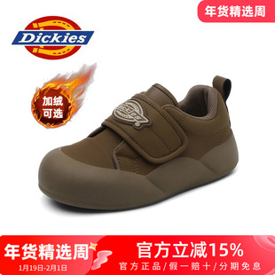 Dickies女鞋2026新款冬季魔术贴加绒棉鞋休闲鞋子女款百搭面包鞋