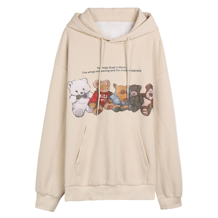 加绒加厚百搭潮ins上衣 韩版 印花连帽卫衣女秋冬装 2025年新款