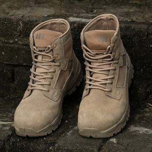 【指挥官】缚龙二防穿刺战术靴中帮沙漠靴男士户外徒步登山马丁靴