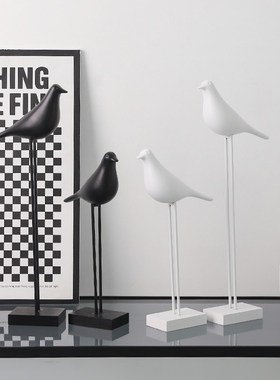 北欧小鸟树脂摆件动物创意简约客厅办公室样板间桌面家居软装饰品