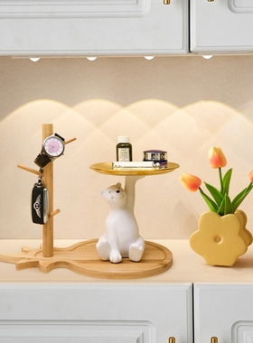 暴力熊进门口玄关钥匙收纳托盘摆件入户客厅隔断柜乔迁新居装饰品