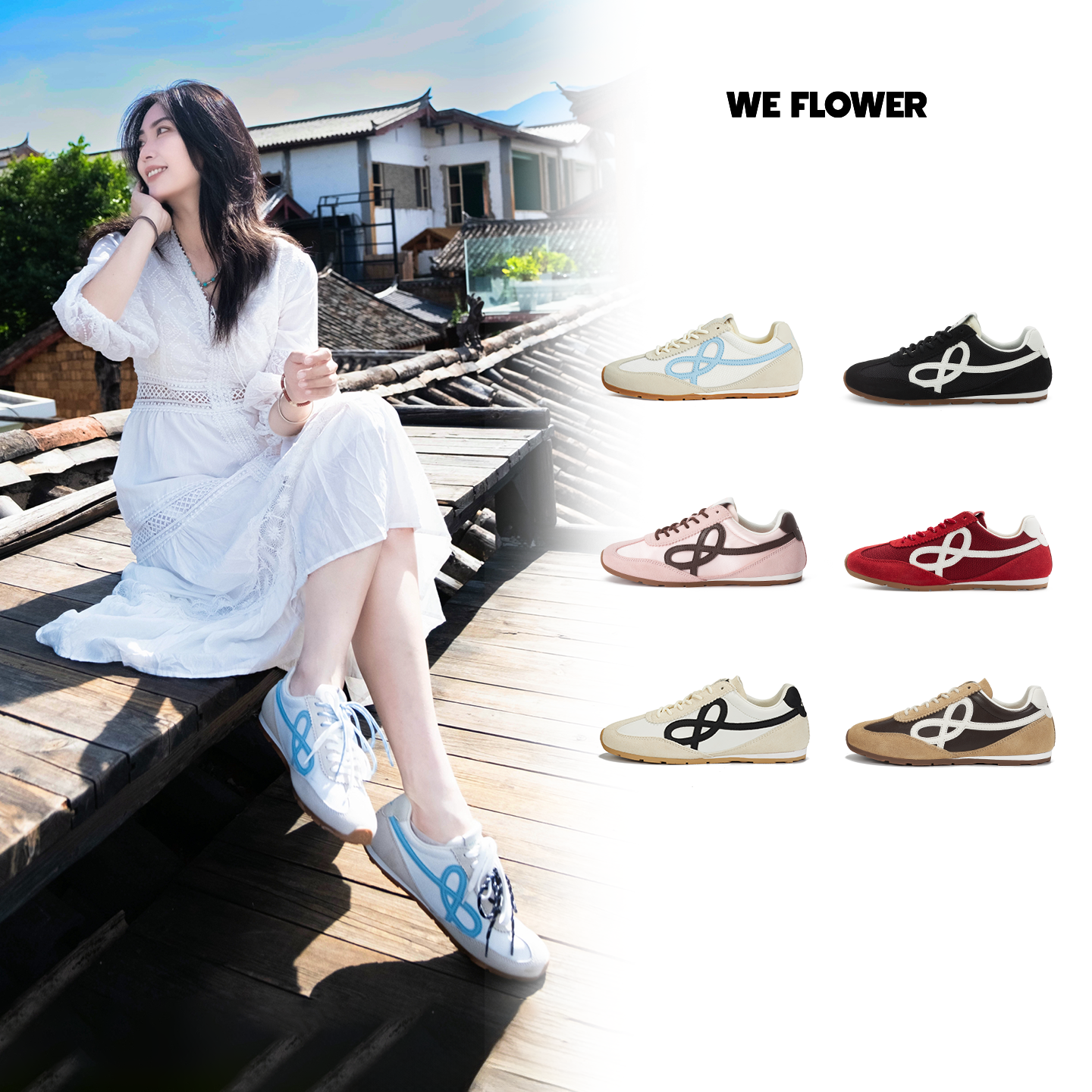 We Flower春夏韩系德训鞋复古小花休闲鞋女百搭透气舒适男女款,女鞋,德训鞋,淘宝优惠券,粉丝福利购,淘宝优惠卷