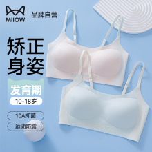 猫人少女文胸青春期学生新款运动防震透气发育期内衣矫姿夏季薄款