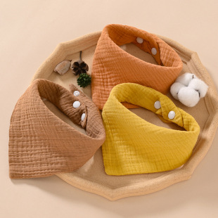 婴儿三角巾纯色口水巾纯棉透气纱布宝宝儿童围嘴四层薄款a类ins风