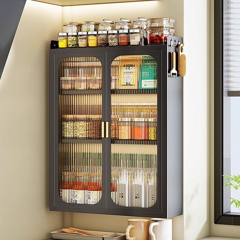 简约厨房壁挂式调料柜多功能置物架调味品家用墙上储物柜收纳架子