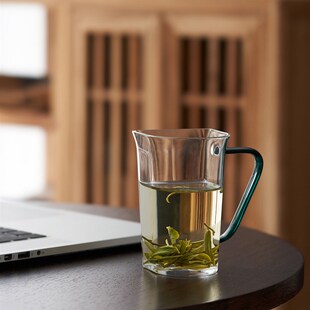 北大史 玻璃绿茶杯 耐热纯手工透明带把颜值超高级龙井个人专用杯
