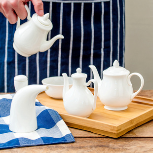 纯白骨瓷调味壶酒店陶瓷创意家用酱油壶醋瓶小酒壶茶壶小酱醋壶