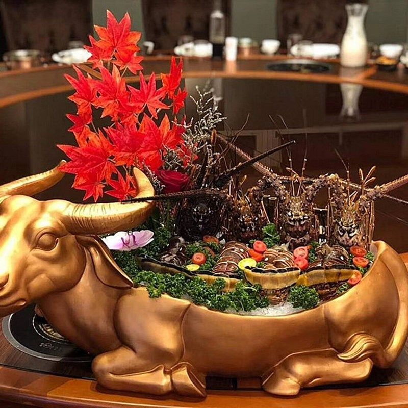 树脂牛盘刺身盘个性创意自助餐具酒店火锅店雪花肥牛专用盘干冰盘