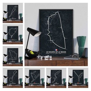 勒芒赛道挂画Lemans耐力赛F1上海赛车场壁画卡丁车场背景墙装饰画