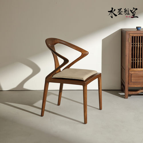 实木餐椅家用书房靠背椅餐桌椅蝴蝶椅剑椅设计师餐椅乌金木实木椅