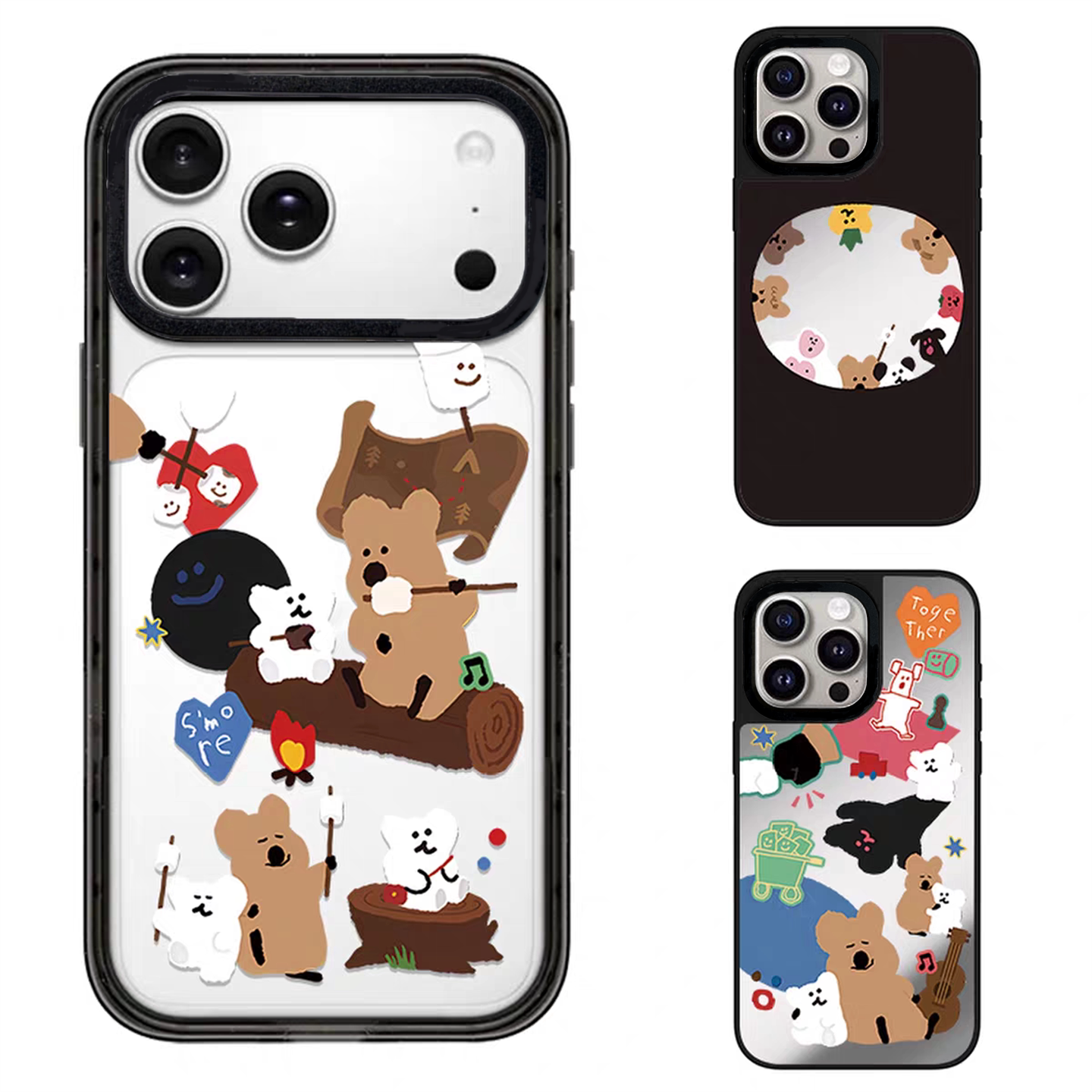 【PX＆FC】与你同在小熊苹果17pro max适用iPhone15PRO柿子椒熊14plus镜面13保护16张真源同款磁吸12情侣潮牌