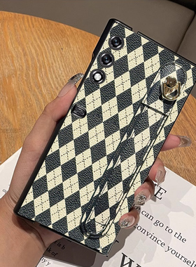 适用荣耀V Purse手机壳超薄折叠屏vpurse全包腕带支架菱格小众时尚硬壳v puse保护套VPurse防摔创意时尚个性