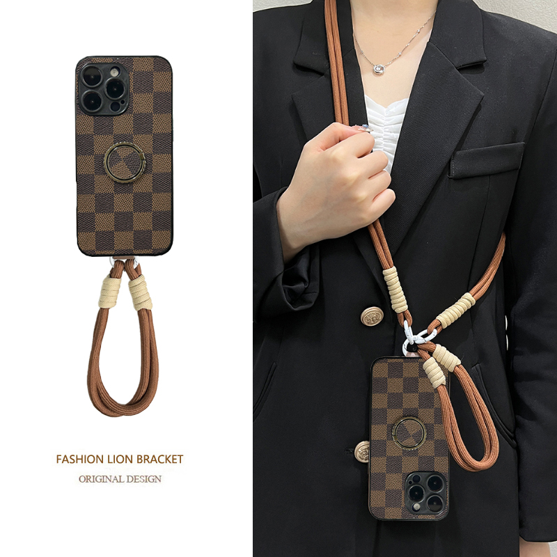 适用小米POCOM6Pro手机壳M6旋转支架M5S背带M5手绳M4Pro斜挎M3皮质m6复古风Lite小众m5s时尚创意防摔保护套