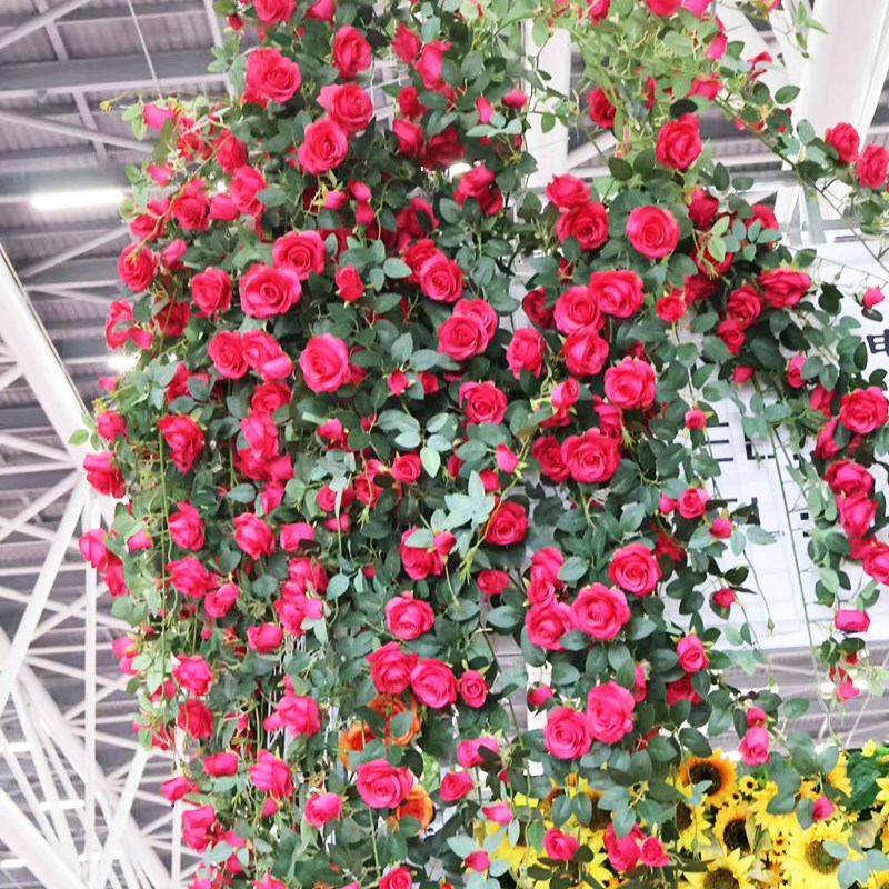 1.8米星月仿真玫瑰花藤蔓假花爬藤壁挂空调管墙面装饰吊顶缠绕藤