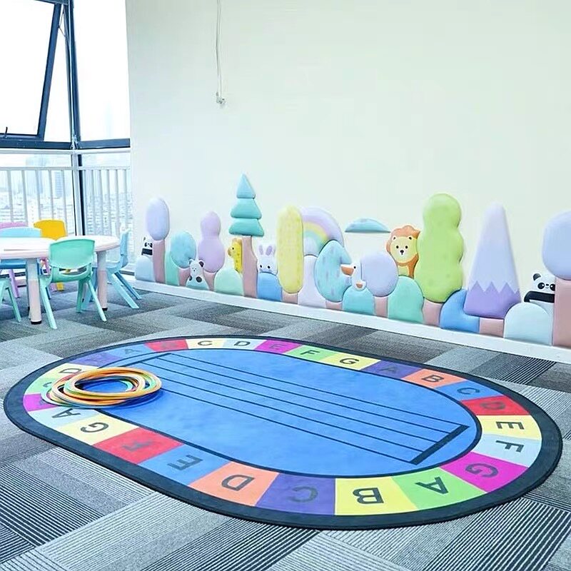 音乐课教室五线谱钢琴音符地垫幼儿园教学椭圆早教阅读高低音地毯