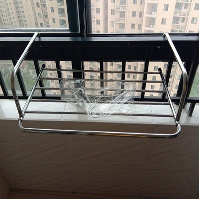 不锈钢阳台晾衣架窗台晒鞋架花盆架暖气片挂架小型折叠护栏晾晒架