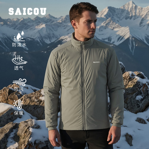 男士轻薄防风保暖防泼水棉衣