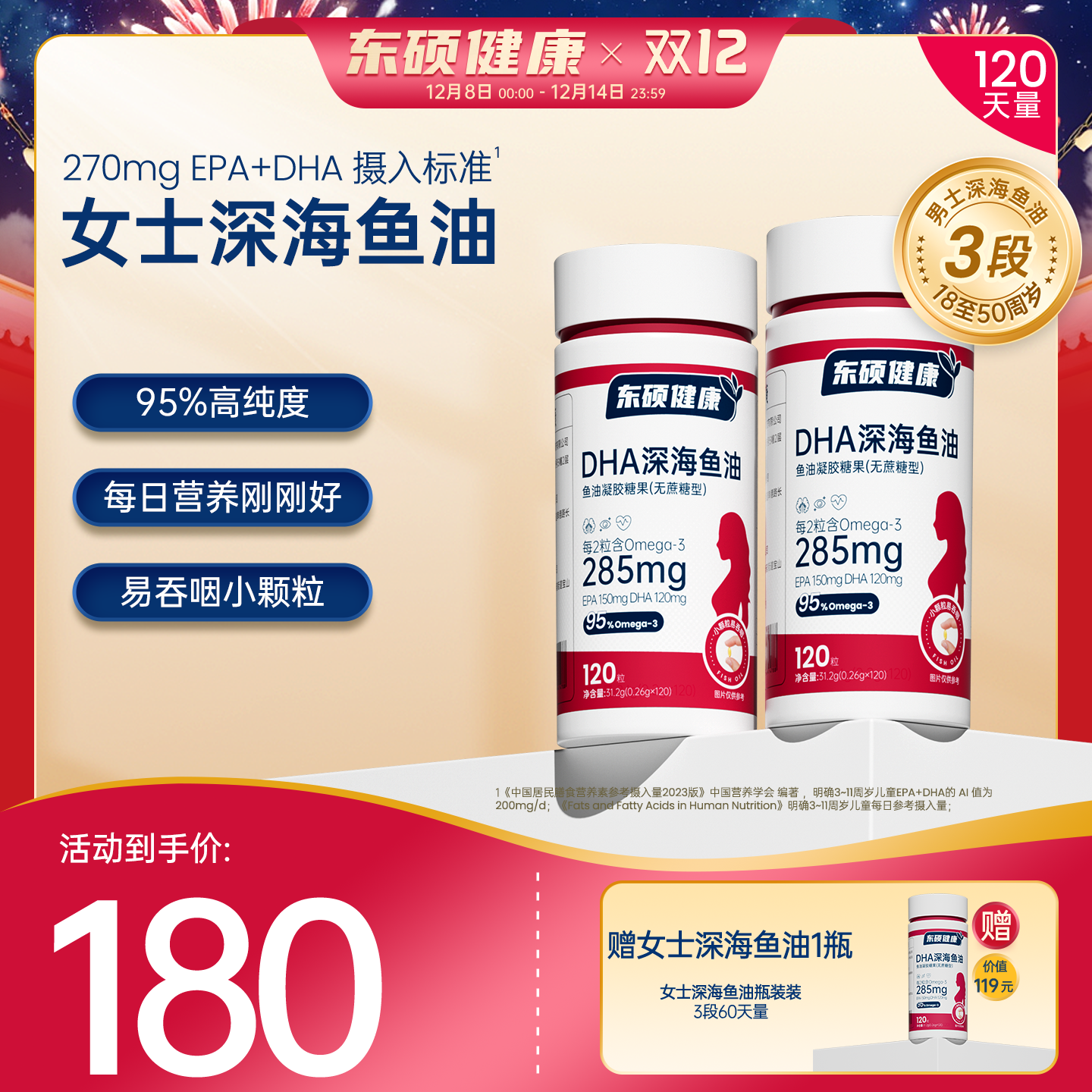 东硕健康女士3段深海鱼油8周量