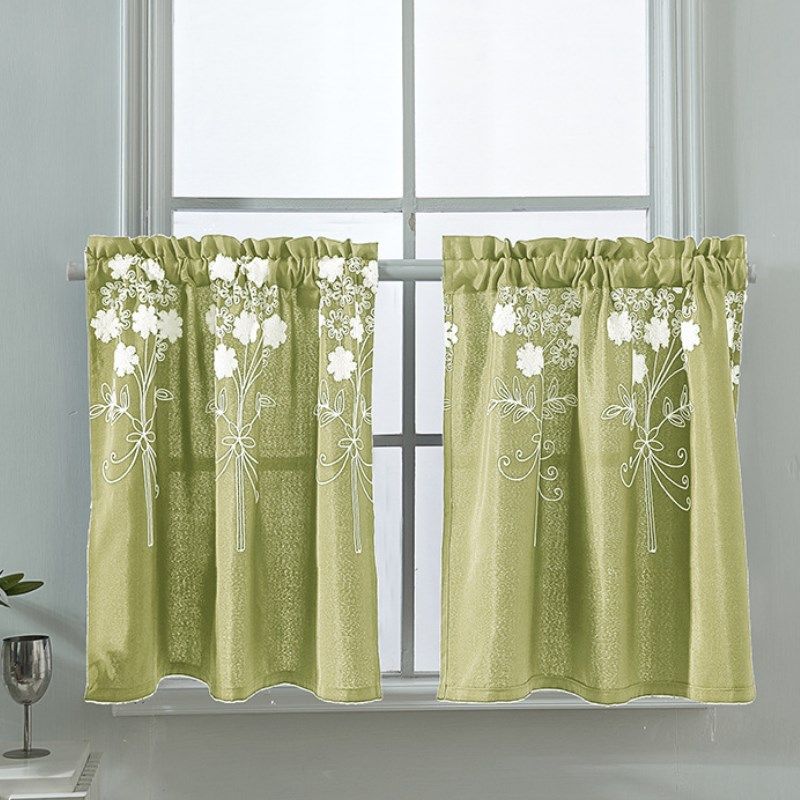 小窗帘短窗迷你短款装饰帘卧室绣花半帘遮光O小窗户门帘橱柜遮挡,居家布艺,成品窗帘,淘宝优惠券,粉丝福利购,淘宝优惠卷