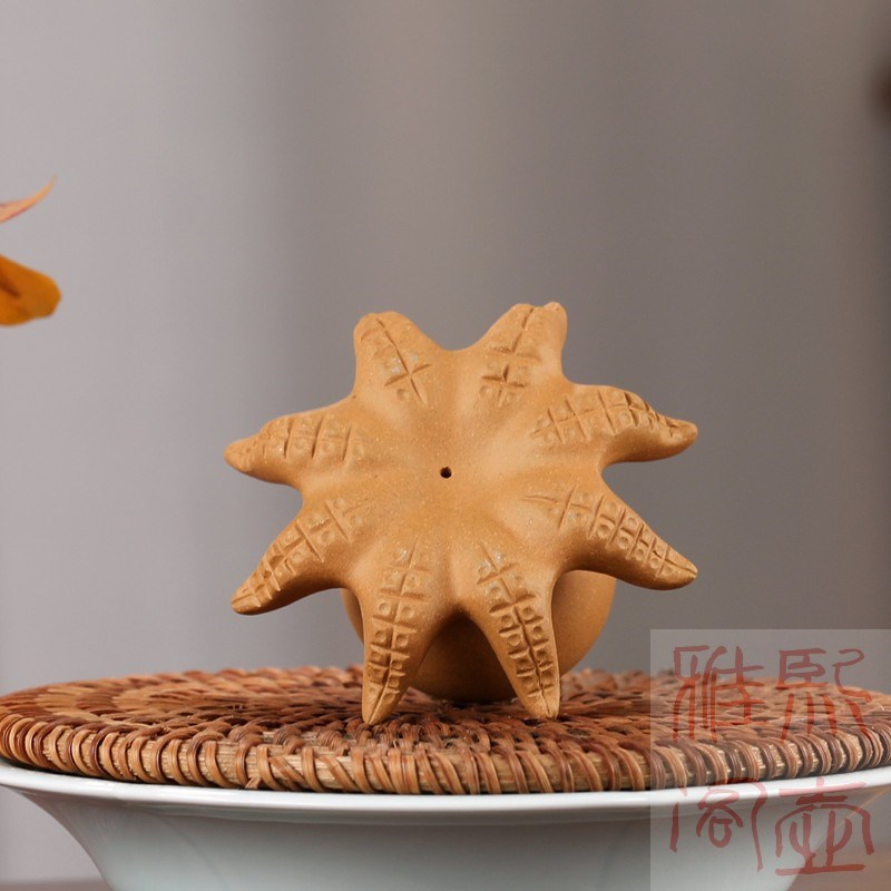 宜兴紫砂章鱼茶宠摆件八方来财八爪鱼茶壶N盖置茶玩手工雕塑盖托